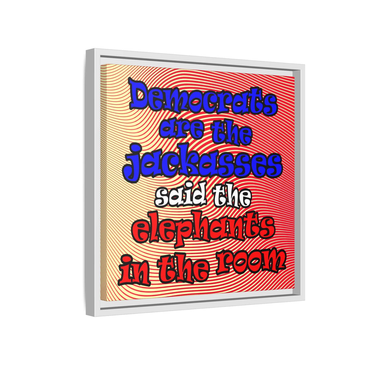 donkeys and elephants - framed canvas art (yellow-orange wave)