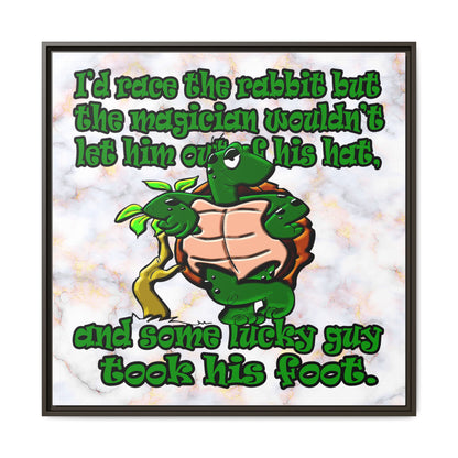 turtle race - framed canvas art (white marble)