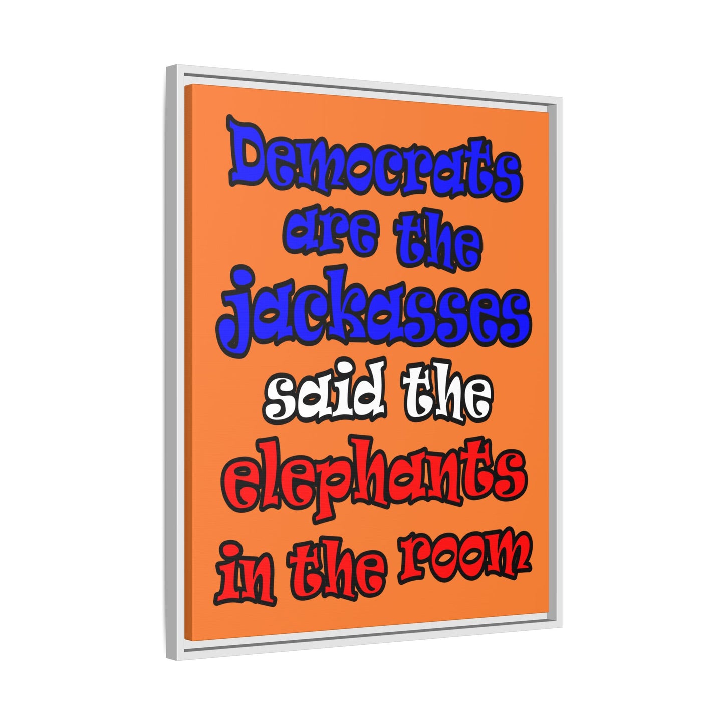 donkeys and elephants - framed canvas art (crusta)
