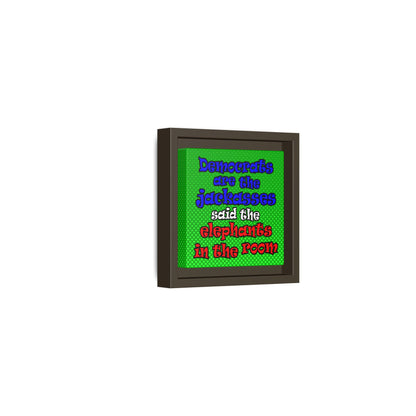 donkeys and elephants - framed canvas art (logo green)