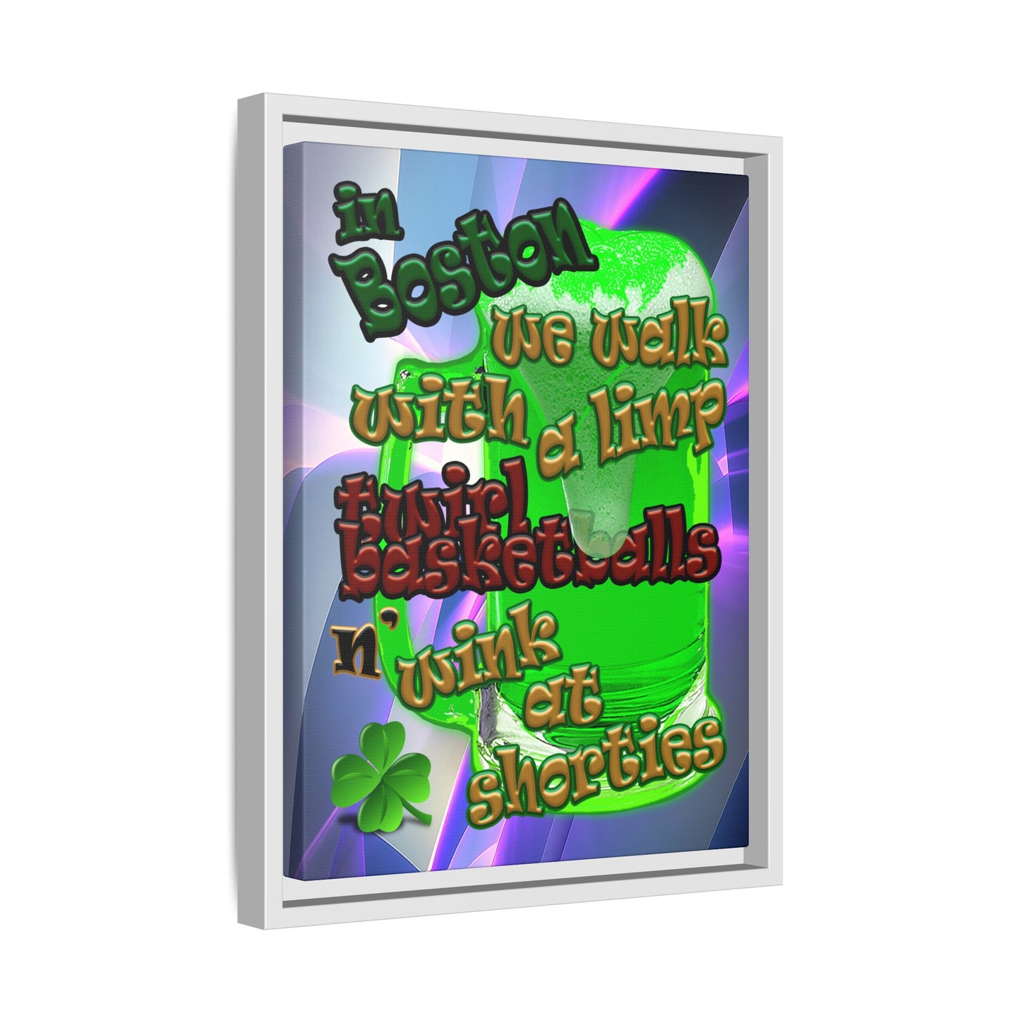 celtics logo - framed canvas art (grey-pink wave)