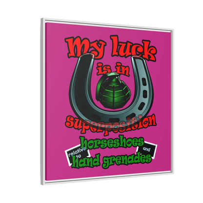 my luck - framed canvas art (pink)