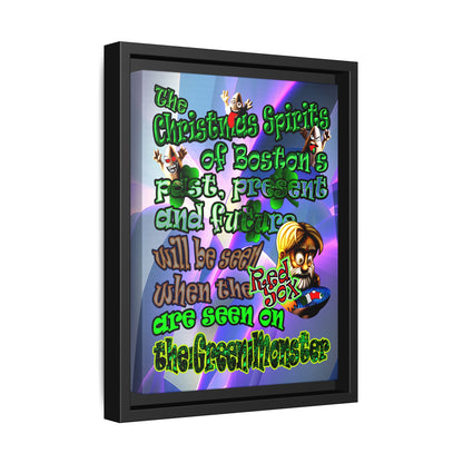 christmas spirits of boston - framed canvas art (grey-pink wave)