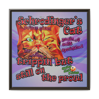 schrodinger's cat - framed canvas art (light blue-pink wave)
