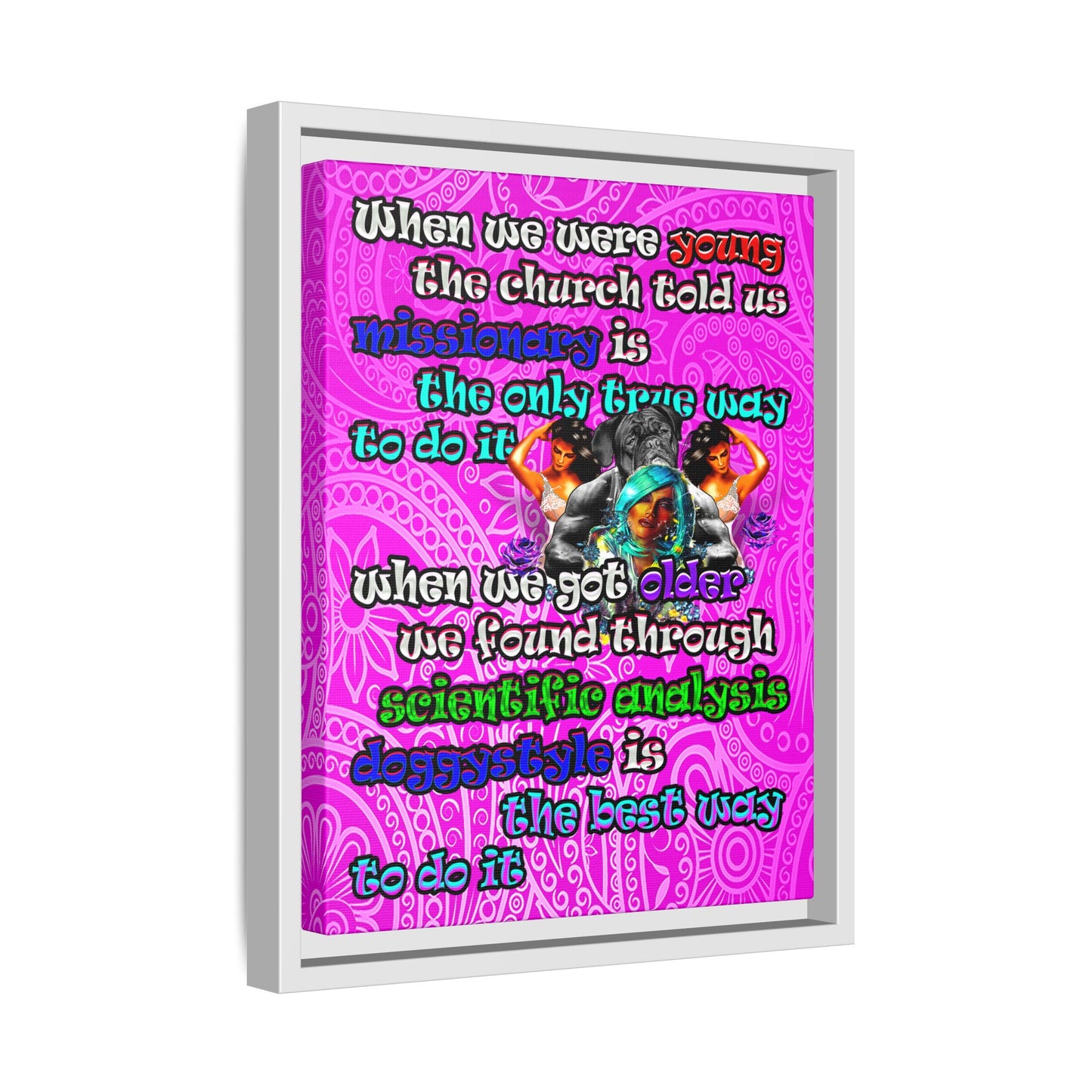 doggystyle - framed canvas art (pink swirl)