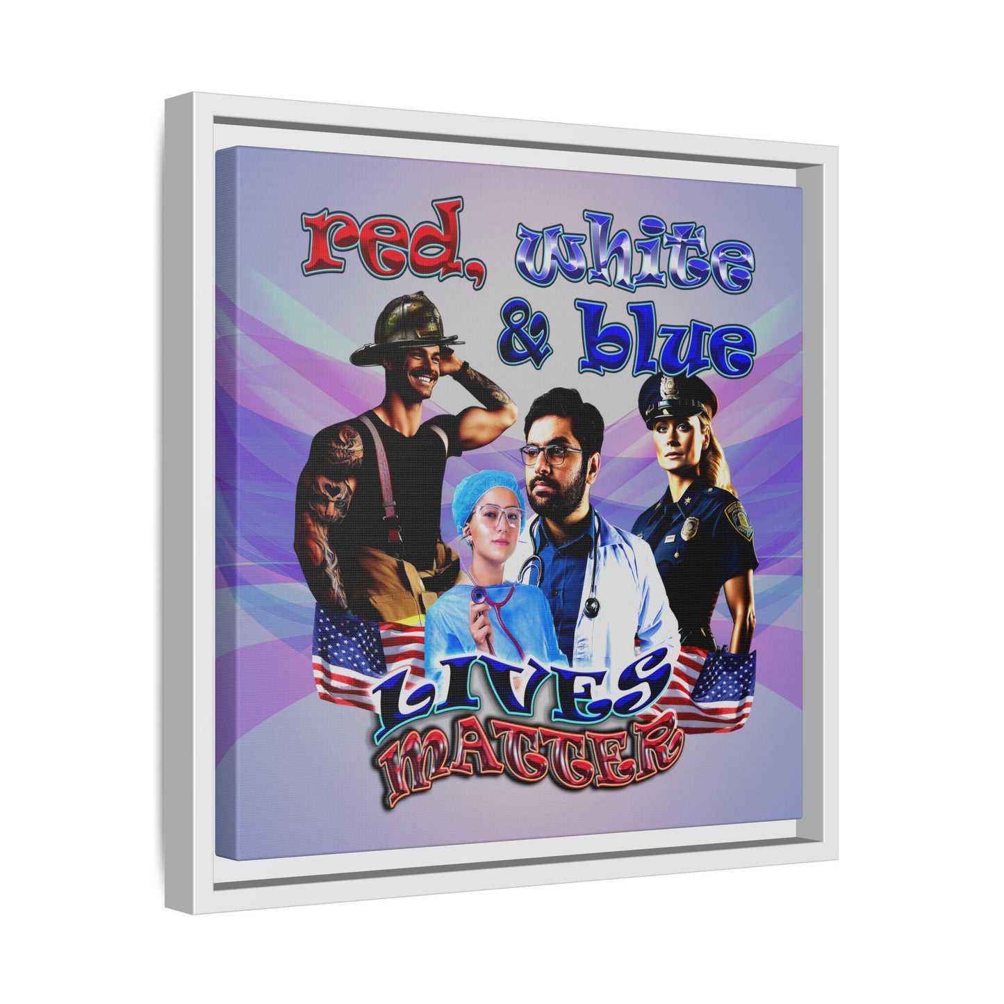 rw&b lives matter - framed canvas art (light blue-pink wave)