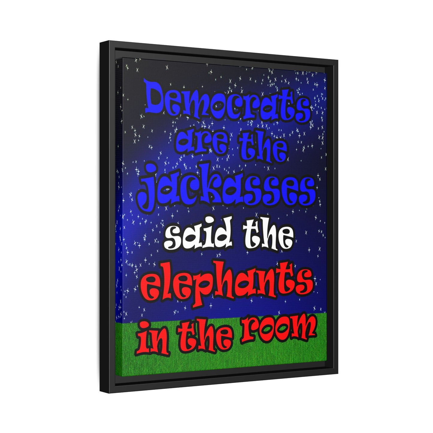 donkeys and elephants - framed canvas art ('snoops' background)