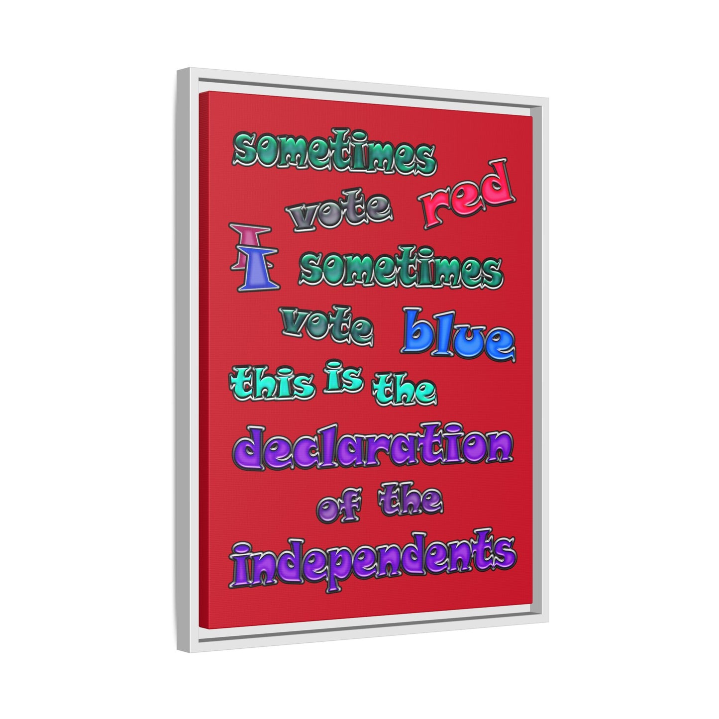 declaration of the independents - framed canvas art (dark red)