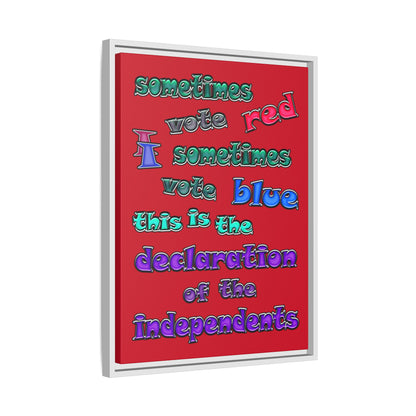 declaration of the independents - framed canvas art (dark red)