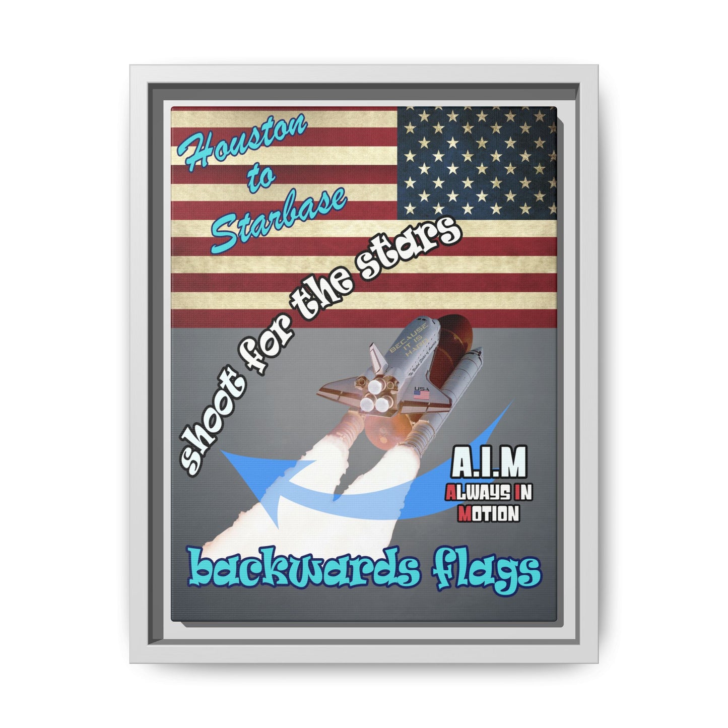 shoot for the stars - framed canvas art (grey-light grey)