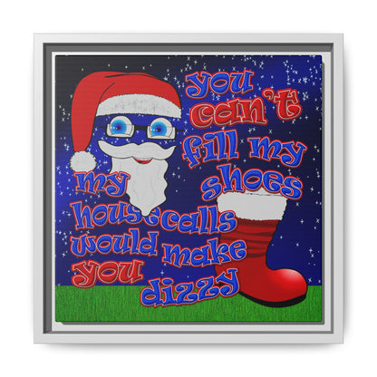 santa's shoes - framed canvas art ('snoops' background)