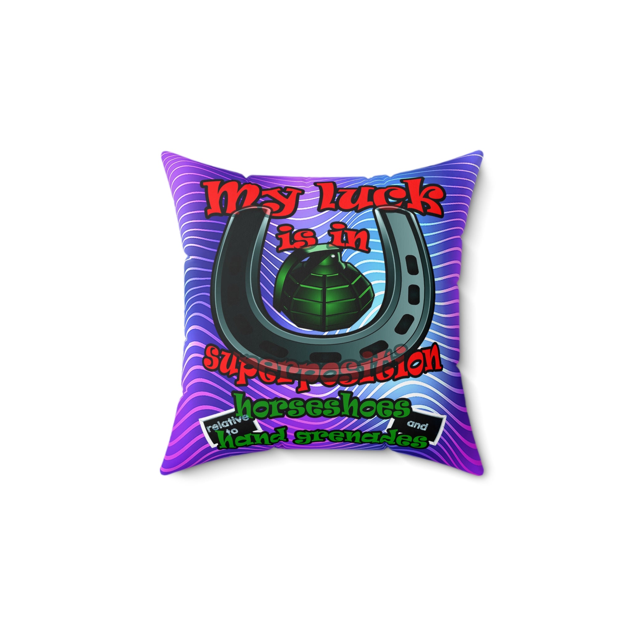 my luck - Spun Polyester Square Pillow - (purple wave)