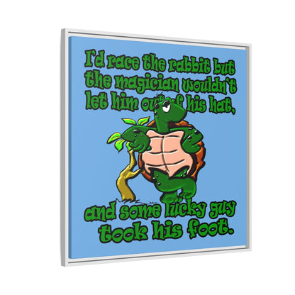 turtle race - framed canvas art (light blue)