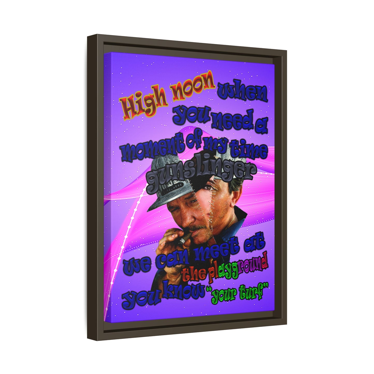 high noon - framed canvas art (purple-pink wave)