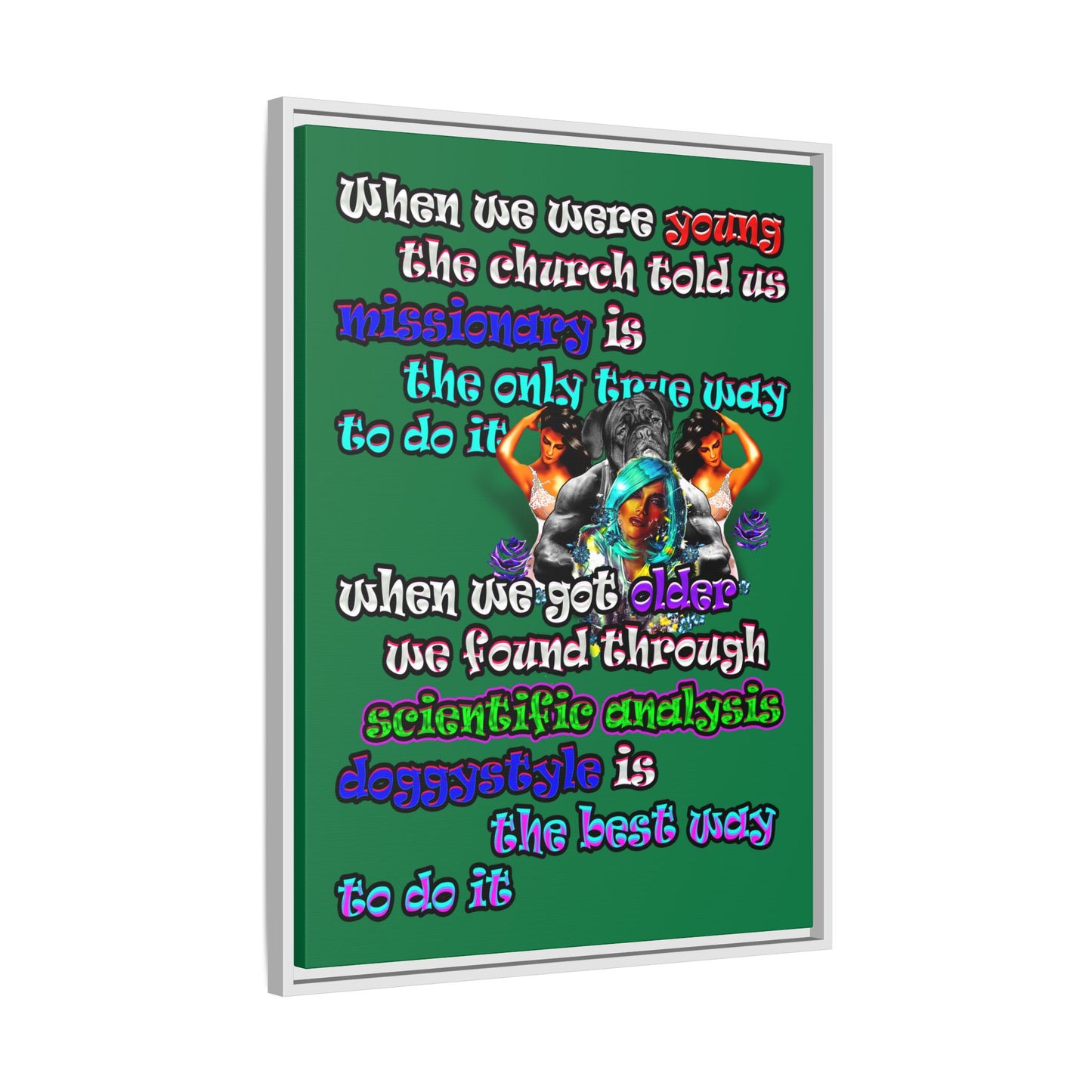 doggystyle - framed canvas art (dark green)
