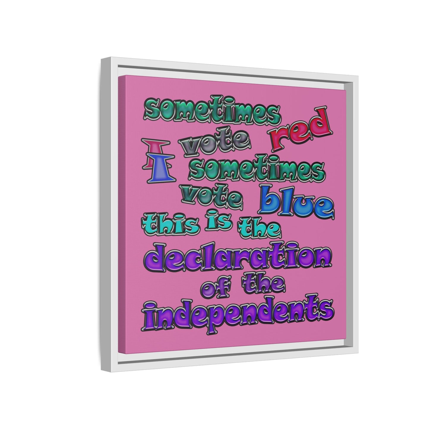 declaration of the independents - framed canvas art (light pink)