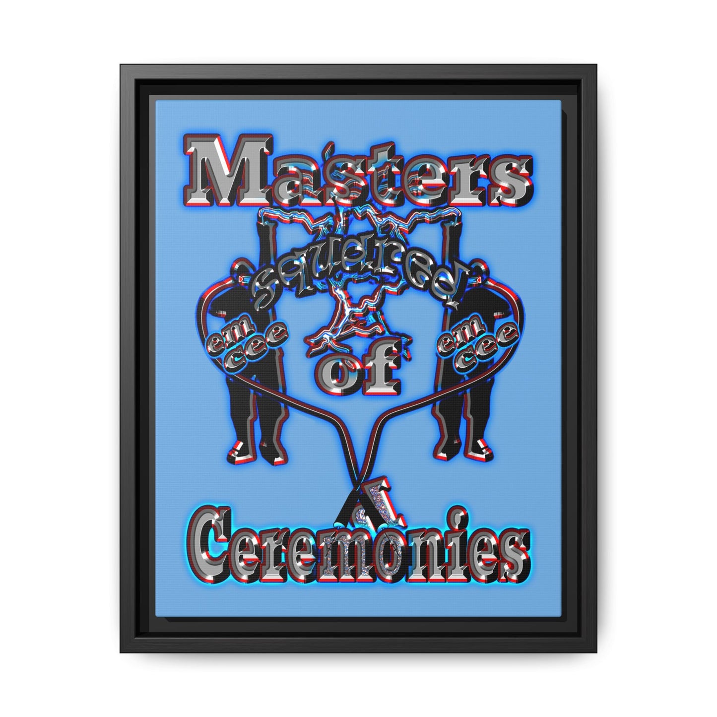 em cee squared - framed canvas art (light blue)