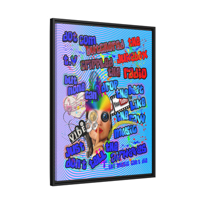 drop the beat - framed canvas art (light blue-purple wave)