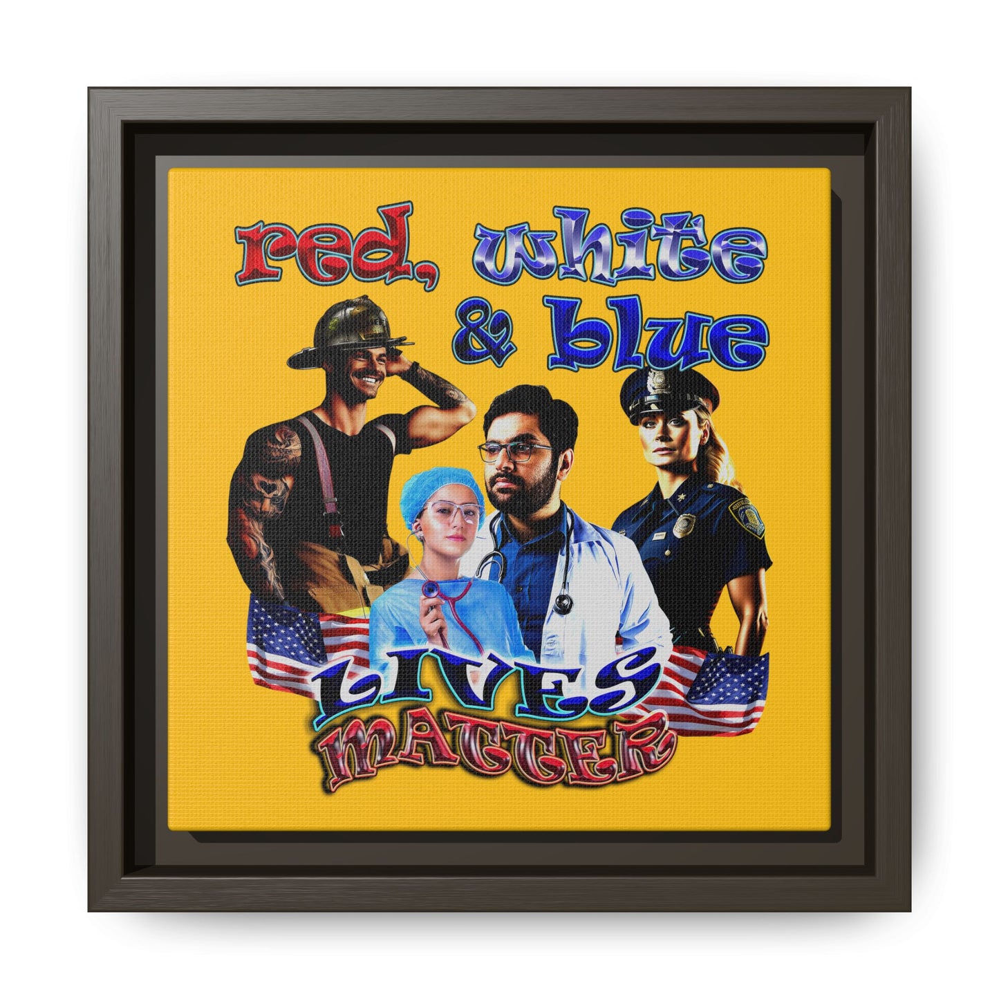 rw&b lives matter - framed canvas art (yellow)