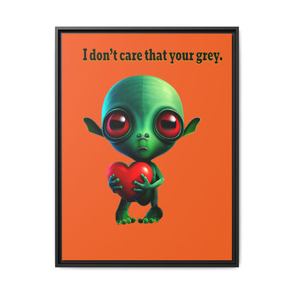 I don't care that your grey - framed canvas art (orange)