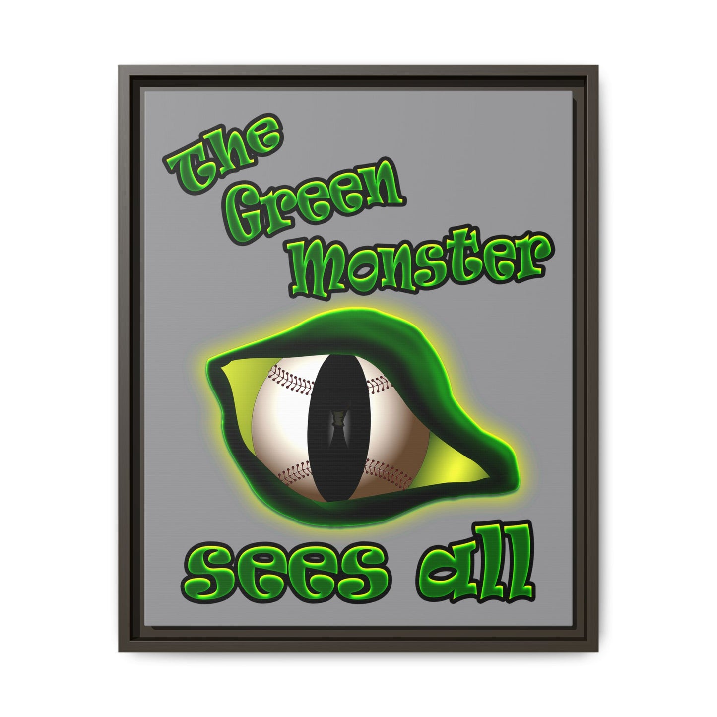 green monster - framed canvas art (grey)