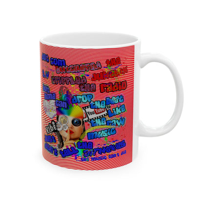 drop the beat - White Mug (yellow-orange wave)