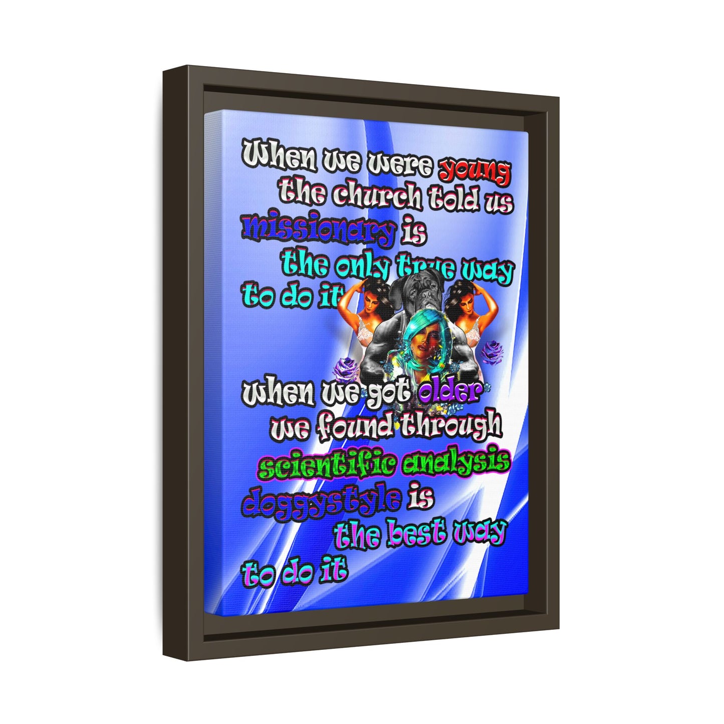 doggystyle - framed canvas art (blue-white wave)
