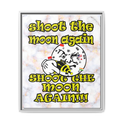 shoot the moon again - framed canvas art (white marble)