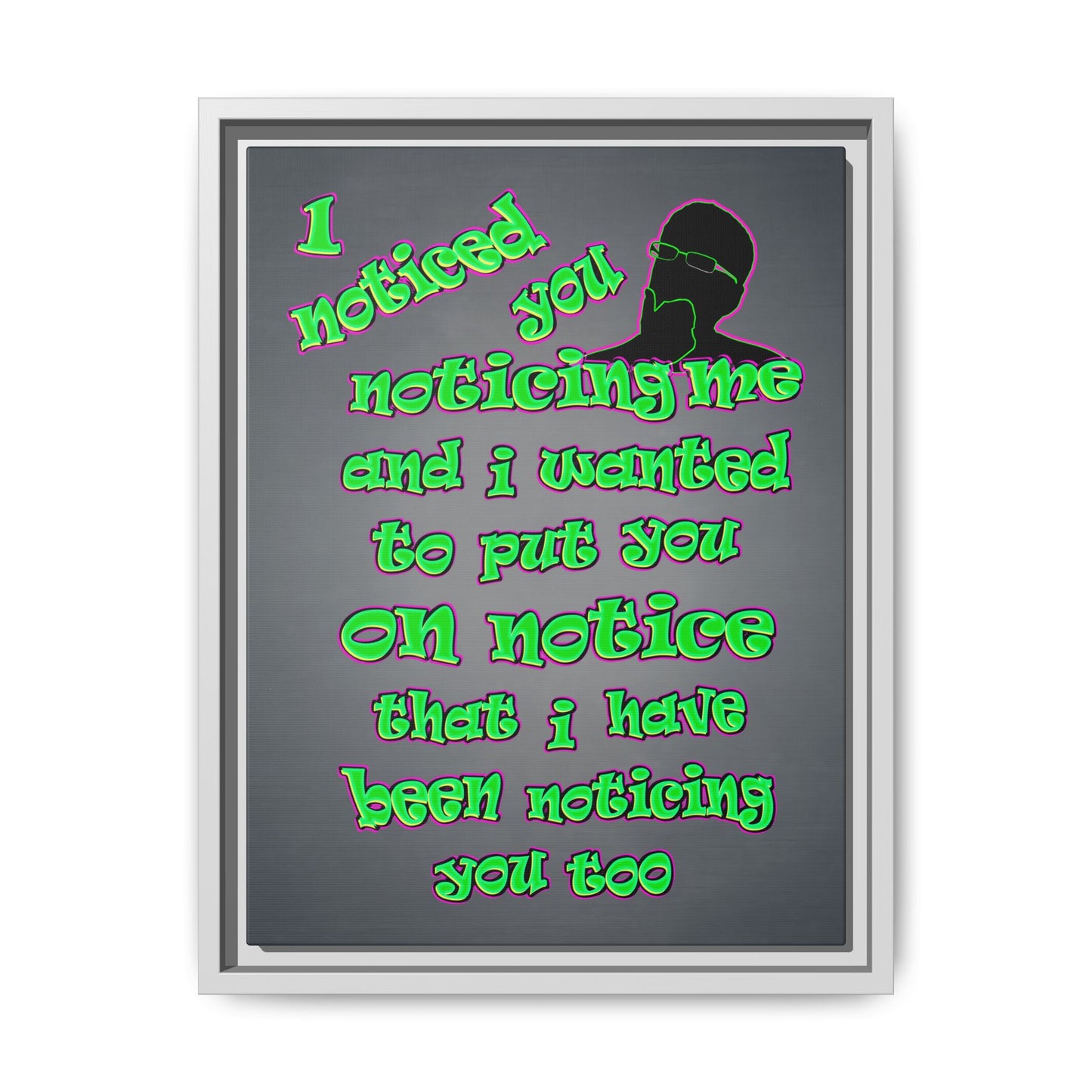noticed you noticing - framed canvas art (grey-light grey)