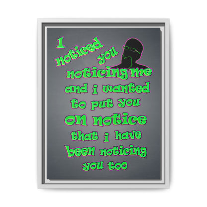 noticed you noticing - framed canvas art (grey-light grey)