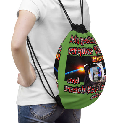 defy conquer reach - Drawstring Bag (green)
