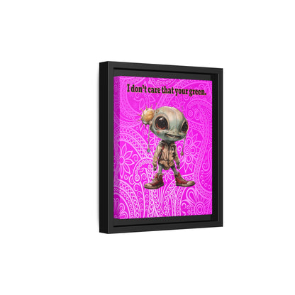 I don't care that your green - framed canvas art (pink swirl)