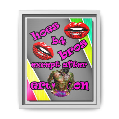 hoes b4 bros - framed canvas art (rainbow split)