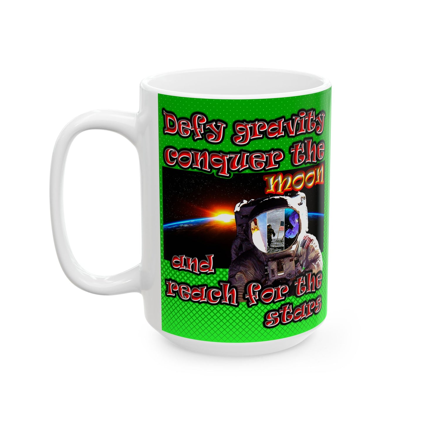defy conquer reach - White Mug (logo green)