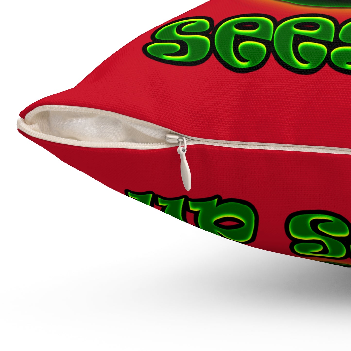 green monster - Spun Polyester Square Pillow - (dark red)