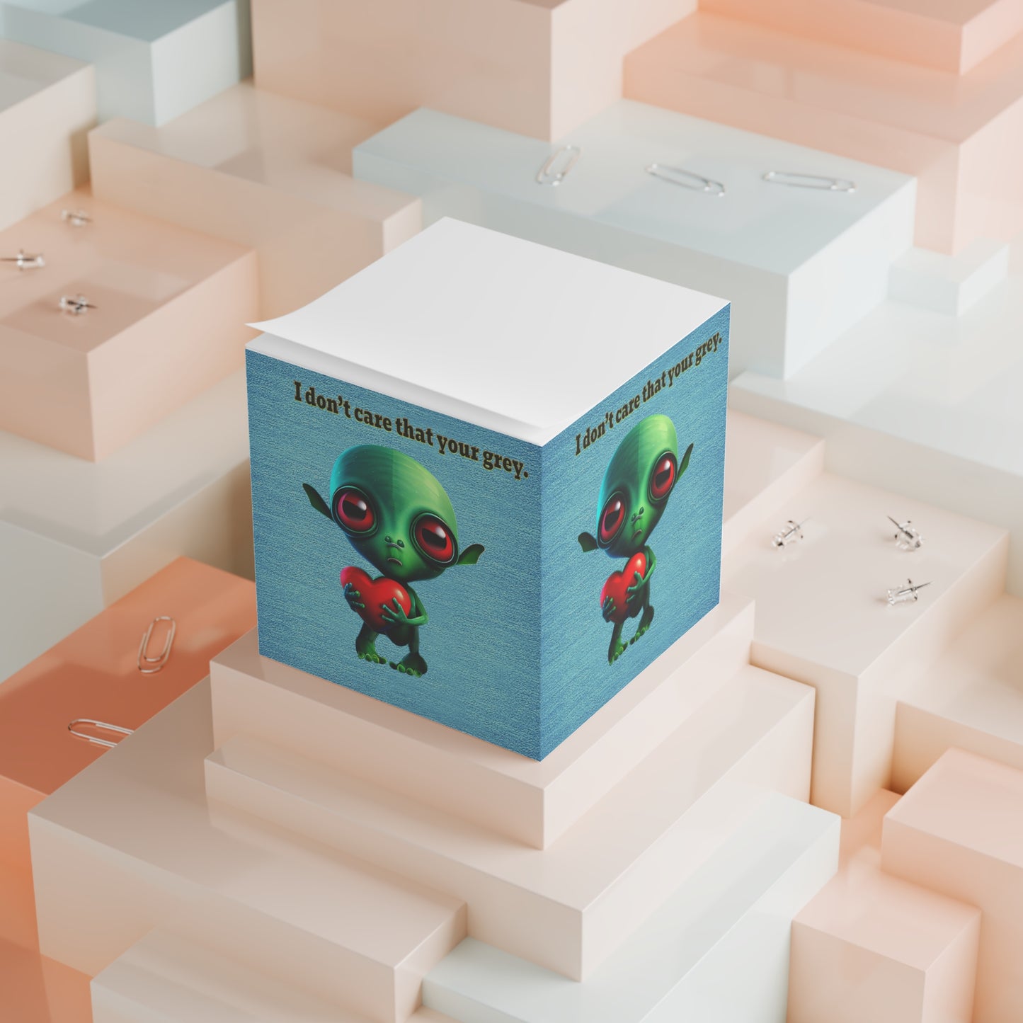 I don't care that your grey - note cube (faded blue)