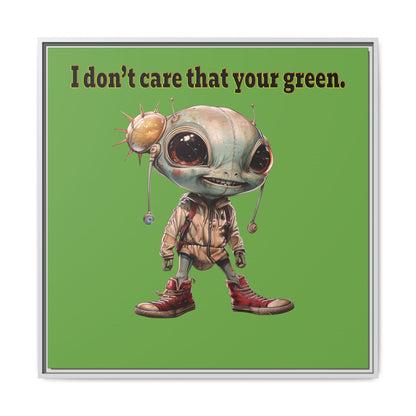 I don't care that your green - framed canvas art (green)