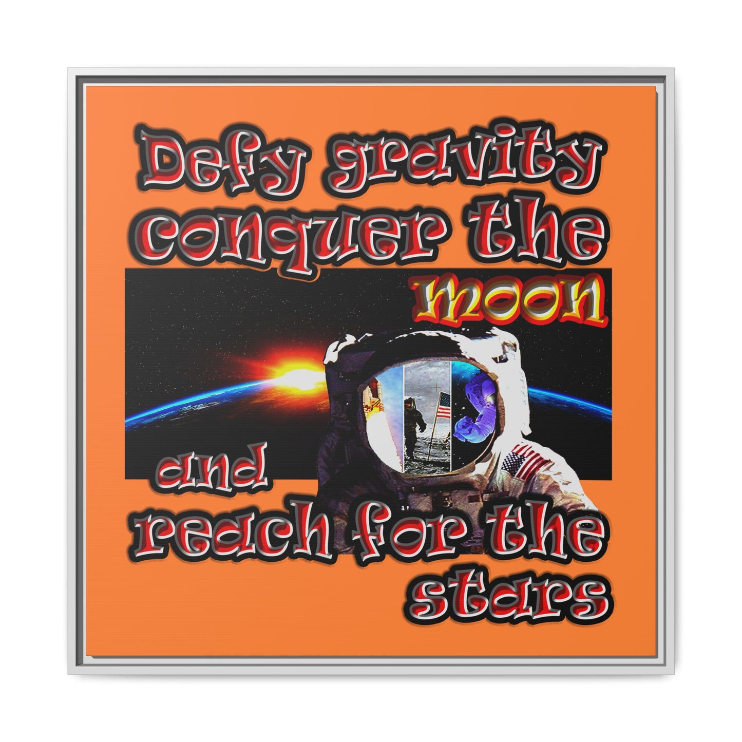 defy conquer reach - framed canvas art (crusta)