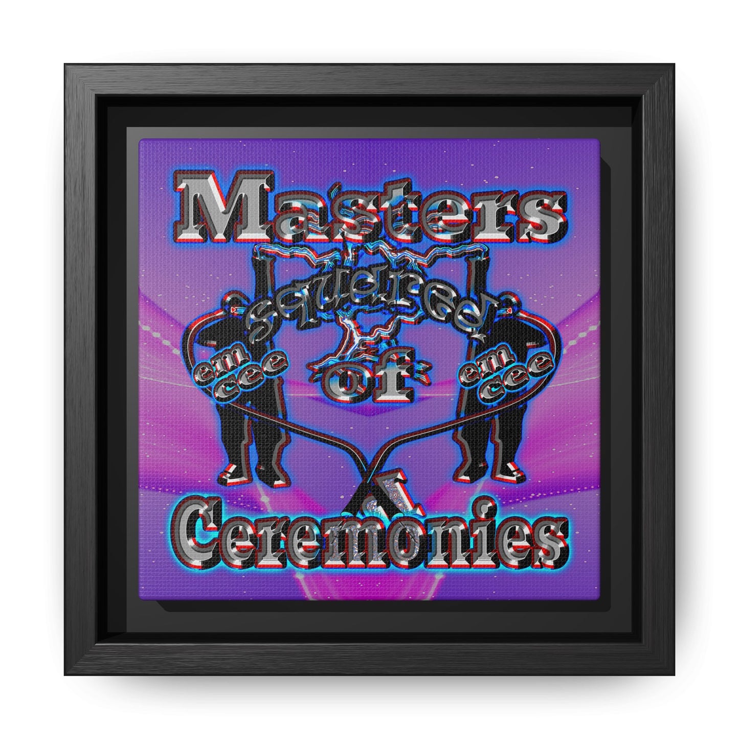 em cee squared - framed canvas art (purple-pink wave)