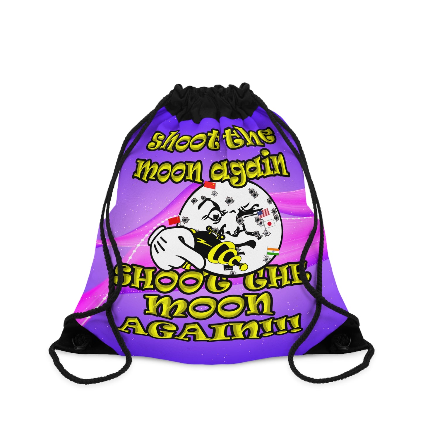 shoot the moon again - Drawstring Bag (purple-pink wave)