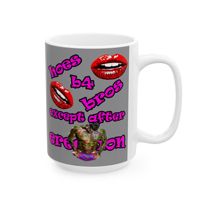 hoes b4 bros - White Mug (grey)