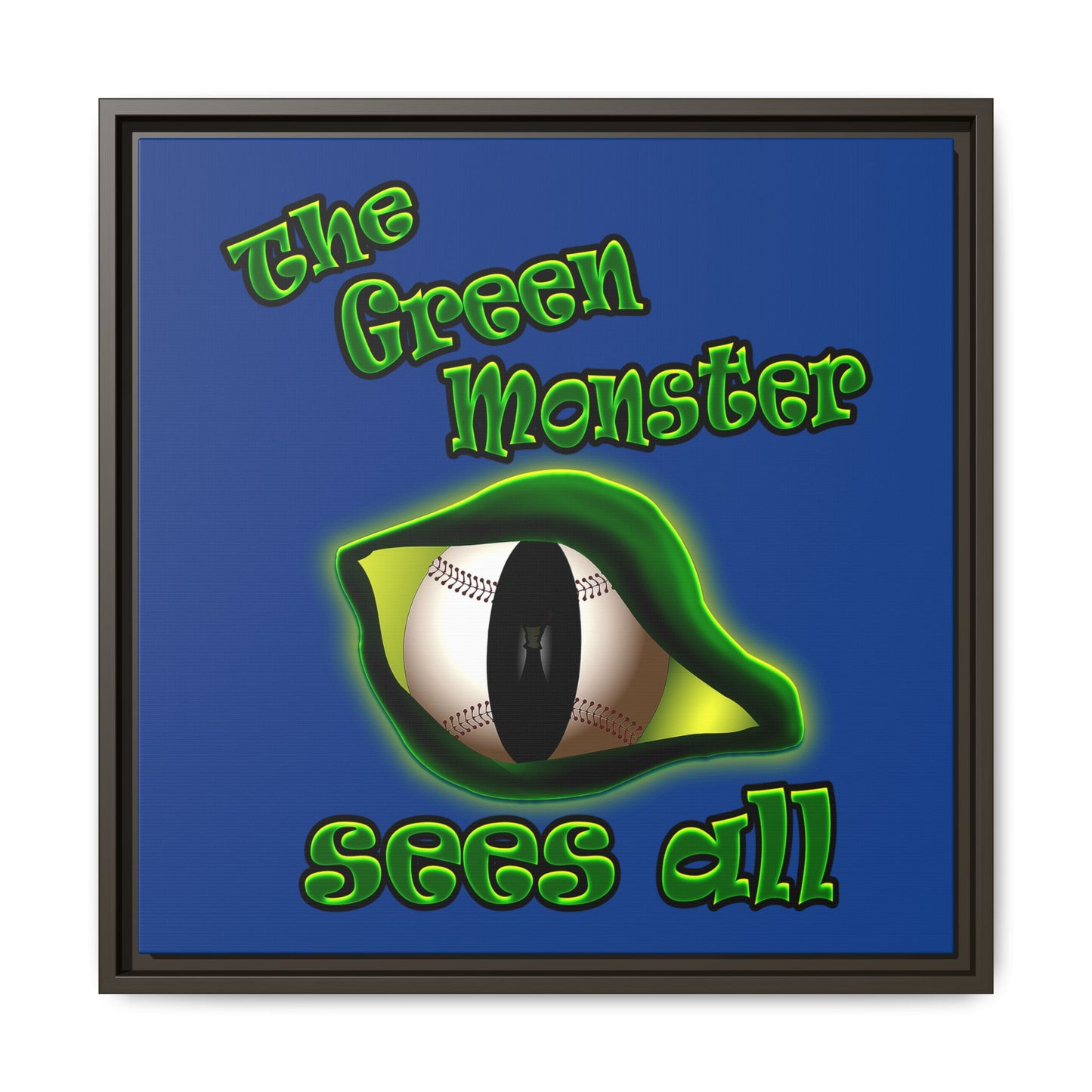 green monster - framed canvas art (dark blue)