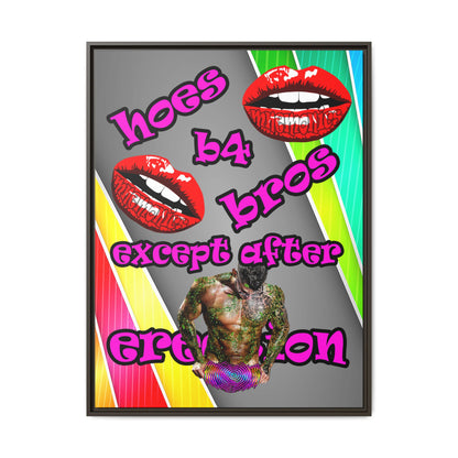 hoes b4 bros - framed canvas art (rainbow split)