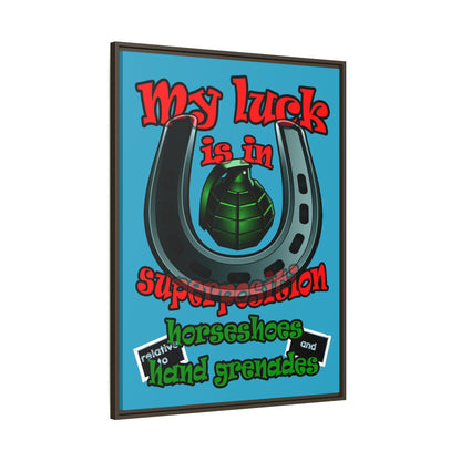 my luck - framed canvas art (turquoise)