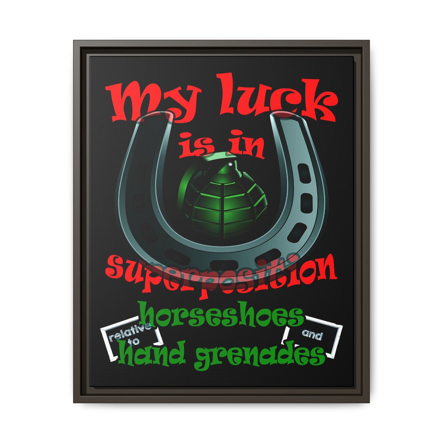my luck - framed canvas art (black)