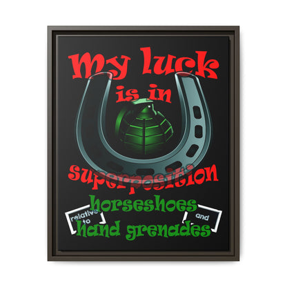 my luck - framed canvas art (black)