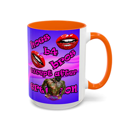 hoes b4 bros - Accent Mug (purple-pink wave)