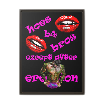 hoes b4 bros - framed canvas art (black)