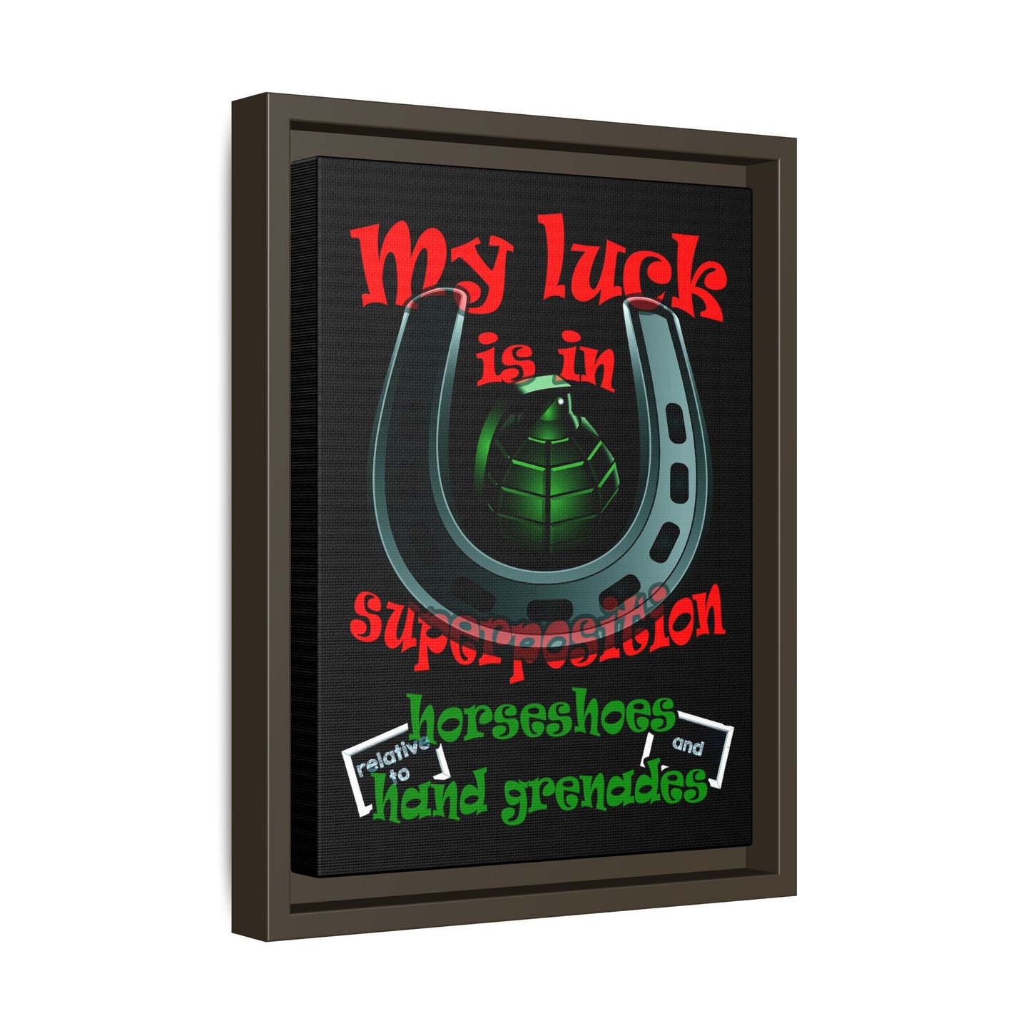 my luck - framed canvas art (black)