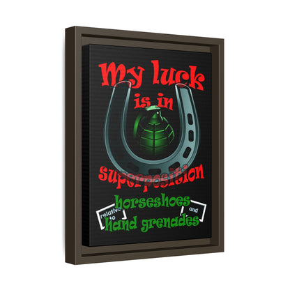 my luck - framed canvas art (black)